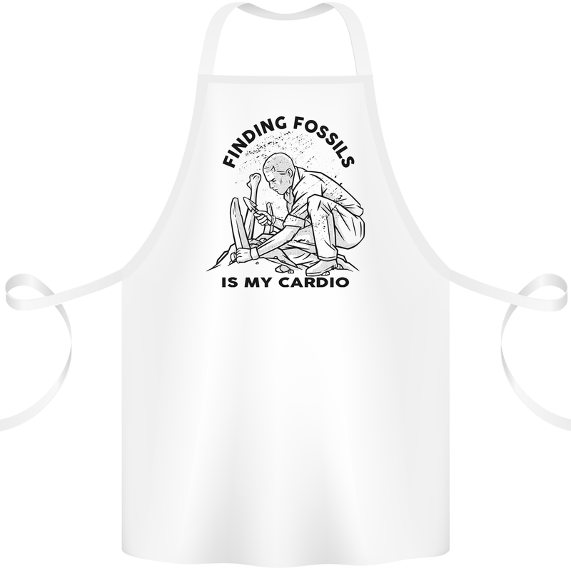 Funny Palaeontology Finding Fossils is My Cardio Cotton Apron 100% Organic White