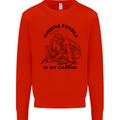 Funny Palaeontology Finding Fossils is My Cardio Kids Sweatshirt Jumper Bright Red