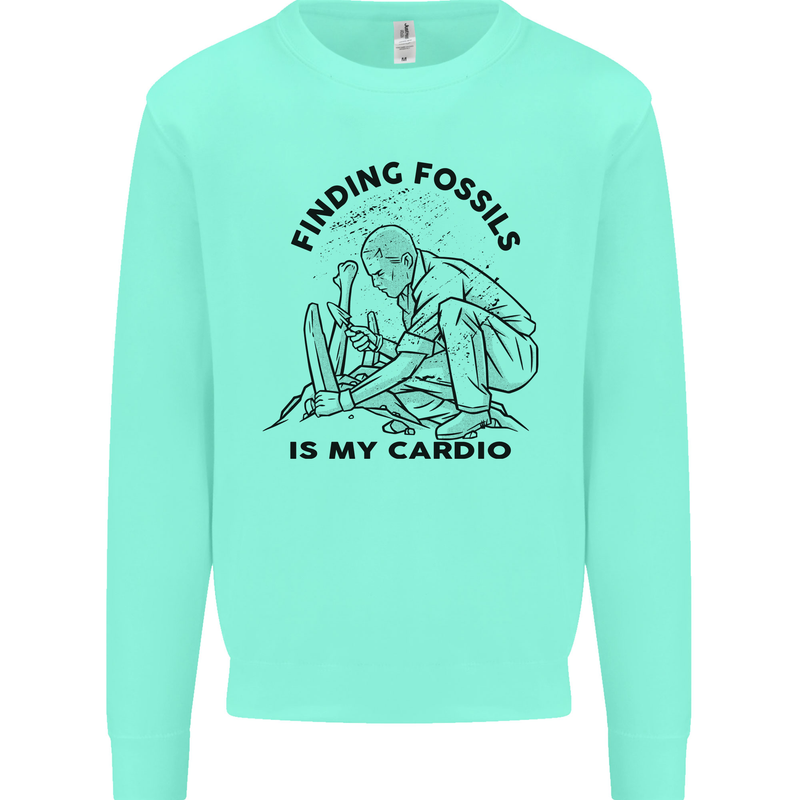 Funny Palaeontology Finding Fossils is My Cardio Kids Sweatshirt Jumper Peppermint
