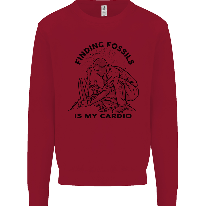 Funny Palaeontology Finding Fossils is My Cardio Kids Sweatshirt Jumper Red