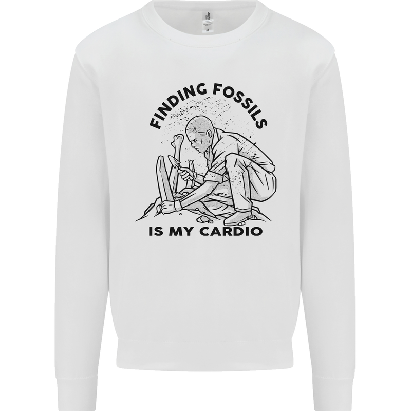 Funny Palaeontology Finding Fossils is My Cardio Kids Sweatshirt Jumper White