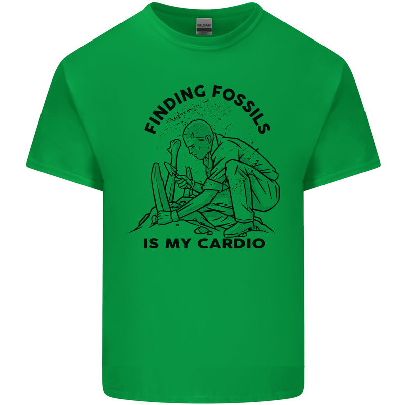 Funny Palaeontology Finding Fossils is My Cardio Kids T-Shirt Childrens Irish Green