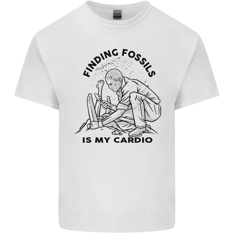 Funny Palaeontology Finding Fossils is My Cardio Kids T-Shirt Childrens White