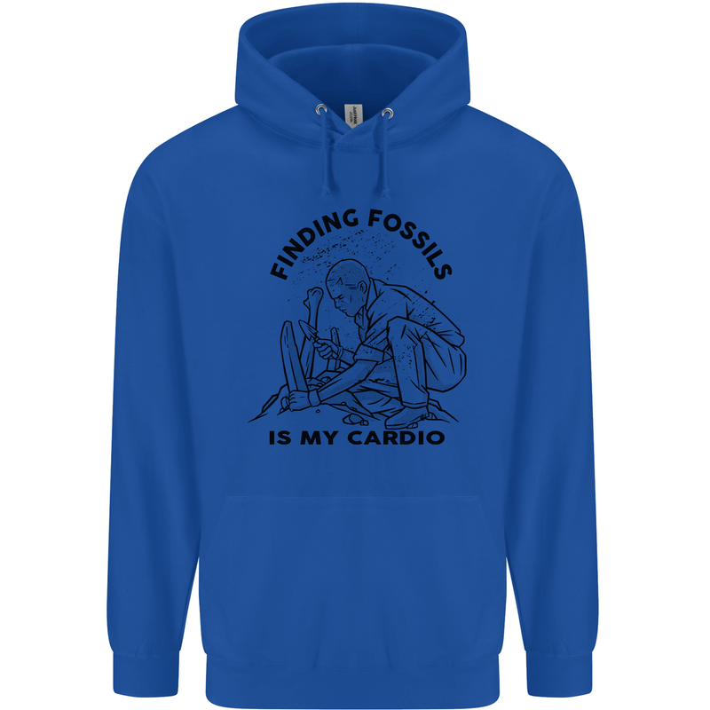 Funny Palaeontology Finding Fossils is My Cardio Mens 80% Cotton Hoodie Royal Blue