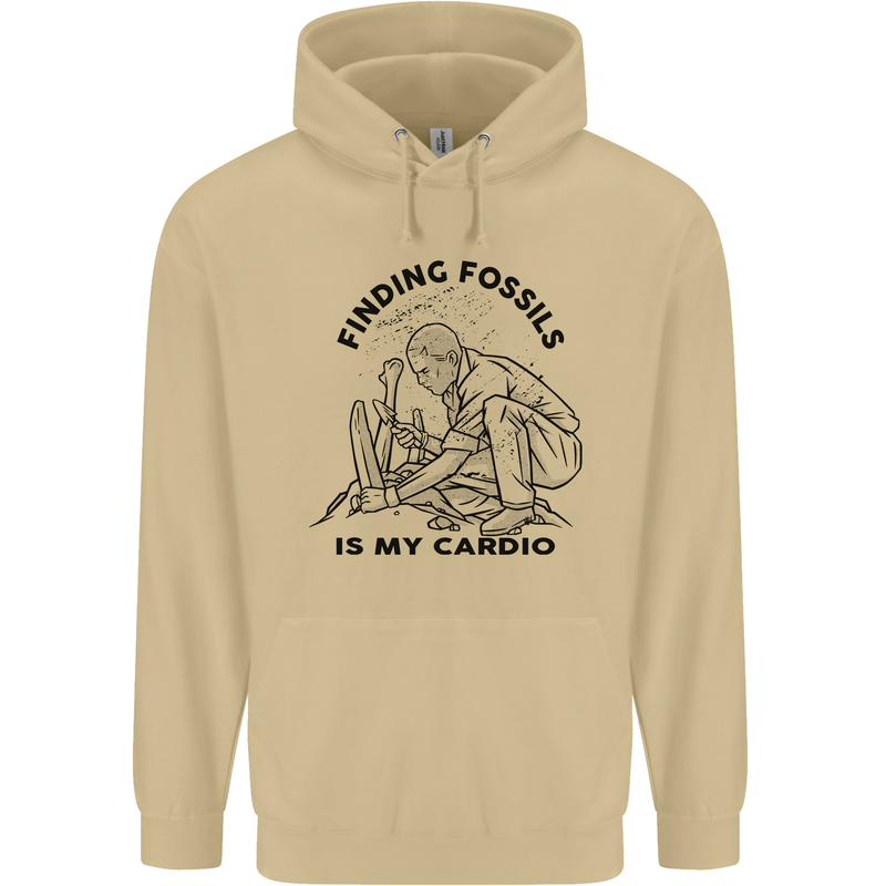 Funny Palaeontology Finding Fossils is My Cardio Mens 80% Cotton Hoodie Sand