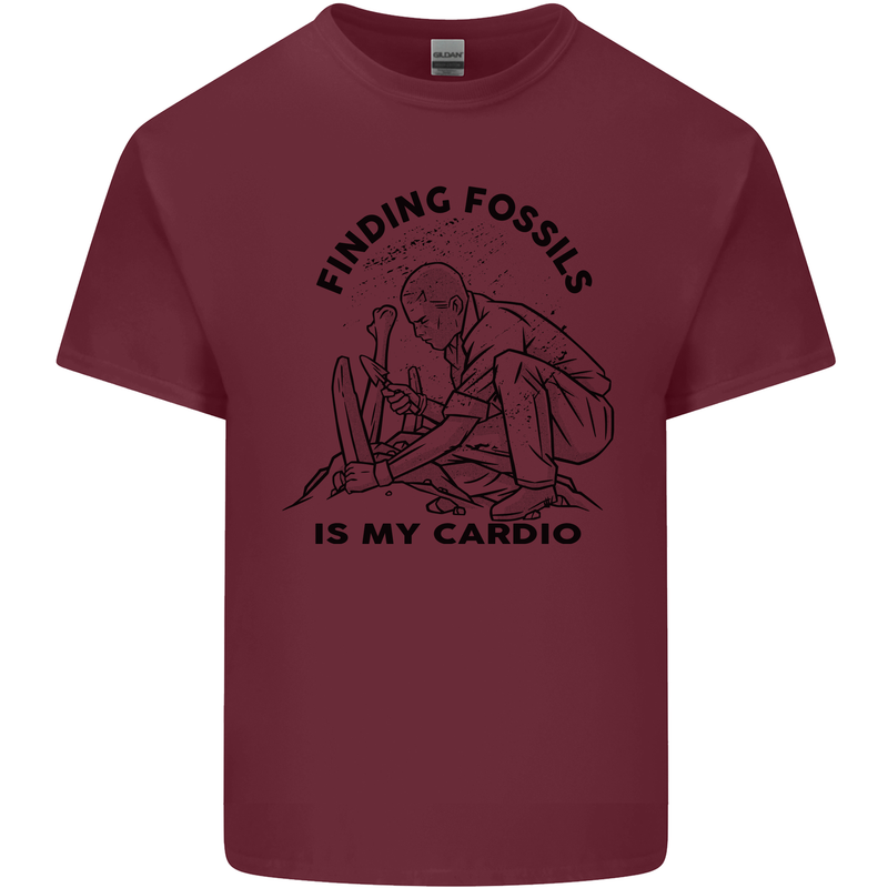 Funny Palaeontology Finding Fossils is My Cardio Mens Cotton T-Shirt Tee Top Maroon