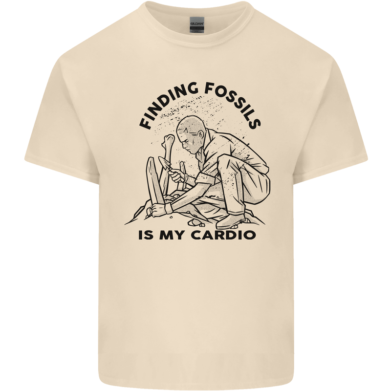 Funny Palaeontology Finding Fossils is My Cardio Mens Cotton T-Shirt Tee Top Natural