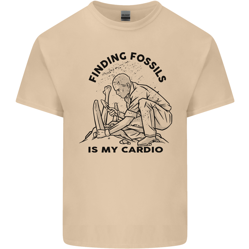 Funny Palaeontology Finding Fossils is My Cardio Mens Cotton T-Shirt Tee Top Sand