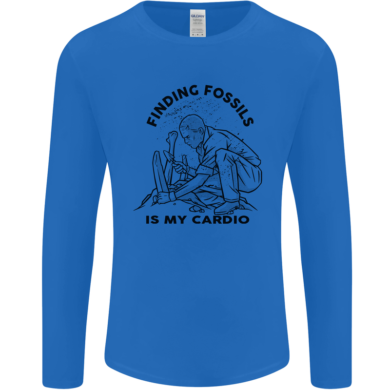 Funny Palaeontology Finding Fossils is My Cardio Mens Long Sleeve T-Shirt Royal Blue
