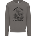 Funny Palaeontology Finding Fossils is My Cardio Mens Sweatshirt Jumper Charcoal