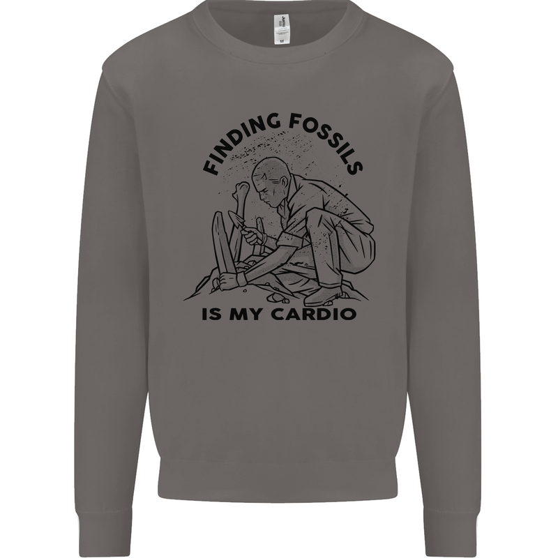 Funny Palaeontology Finding Fossils is My Cardio Mens Sweatshirt Jumper Charcoal