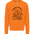 Funny Palaeontology Finding Fossils is My Cardio Mens Sweatshirt Jumper Orange