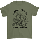 Funny Palaeontology Finding Fossils is My Cardio Mens T-Shirt 100% Cotton Military Green