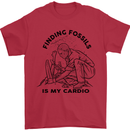 Funny Palaeontology Finding Fossils is My Cardio Mens T-Shirt 100% Cotton Red
