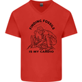 Funny Palaeontology Finding Fossils is My Cardio Mens V-Neck Cotton T-Shirt Red