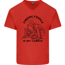 Funny Palaeontology Finding Fossils is My Cardio Mens V-Neck Cotton T-Shirt Red