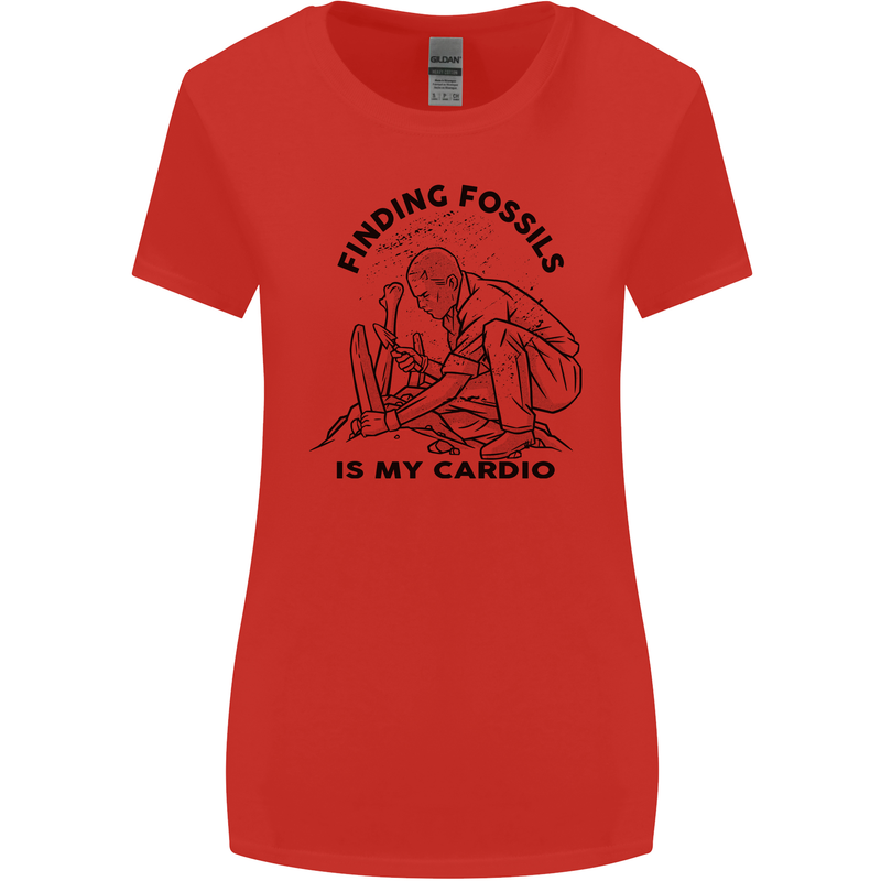 Funny Palaeontology Finding Fossils is My Cardio Womens Wider Cut T-Shirt Red