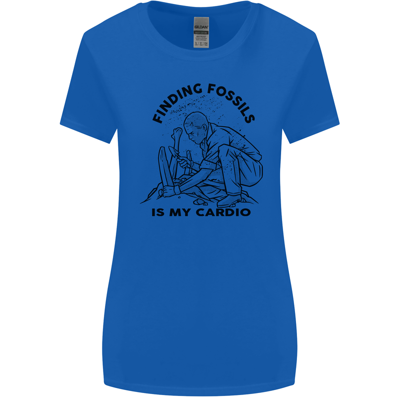 Funny Palaeontology Finding Fossils is My Cardio Womens Wider Cut T-Shirt Royal Blue