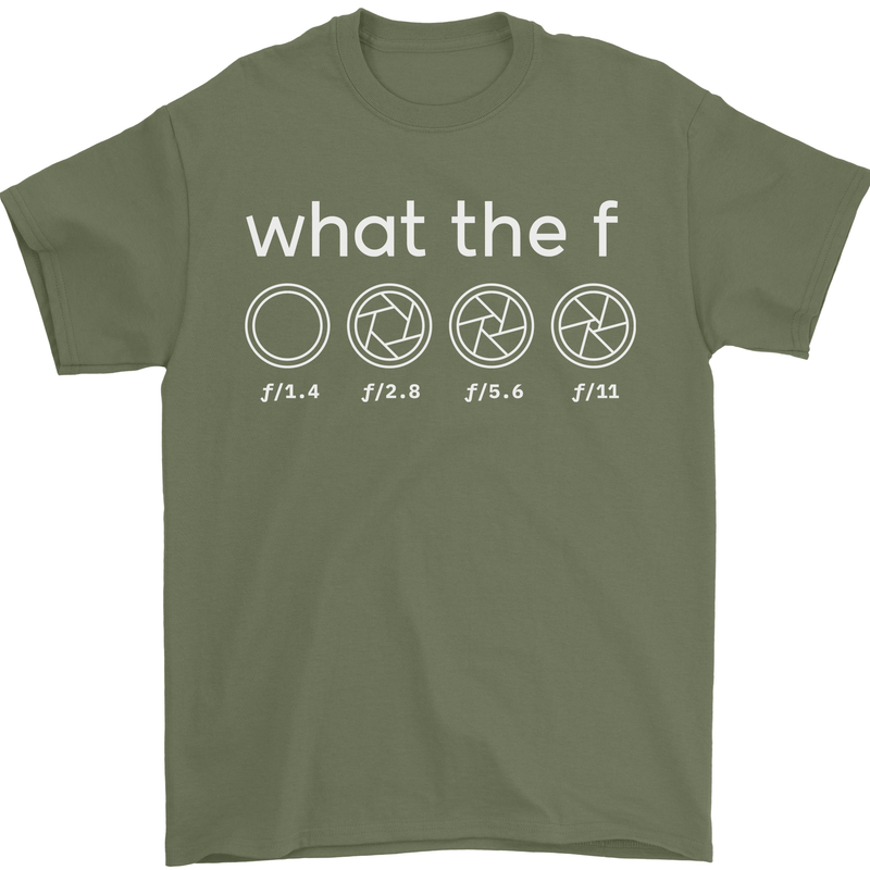 Funny Photographer F Stop Camera Photography Mens T-Shirt 100% Cotton Military Green