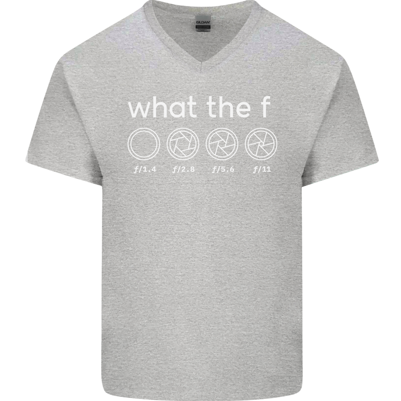 Funny Photographer F Stop Camera Photography Mens V-Neck Cotton T-Shirt Sports Grey