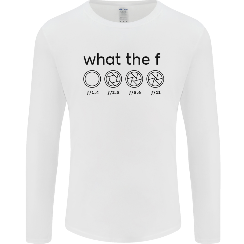 Funny Photography F Stop Camera Lense Mens Long Sleeve T-Shirt White
