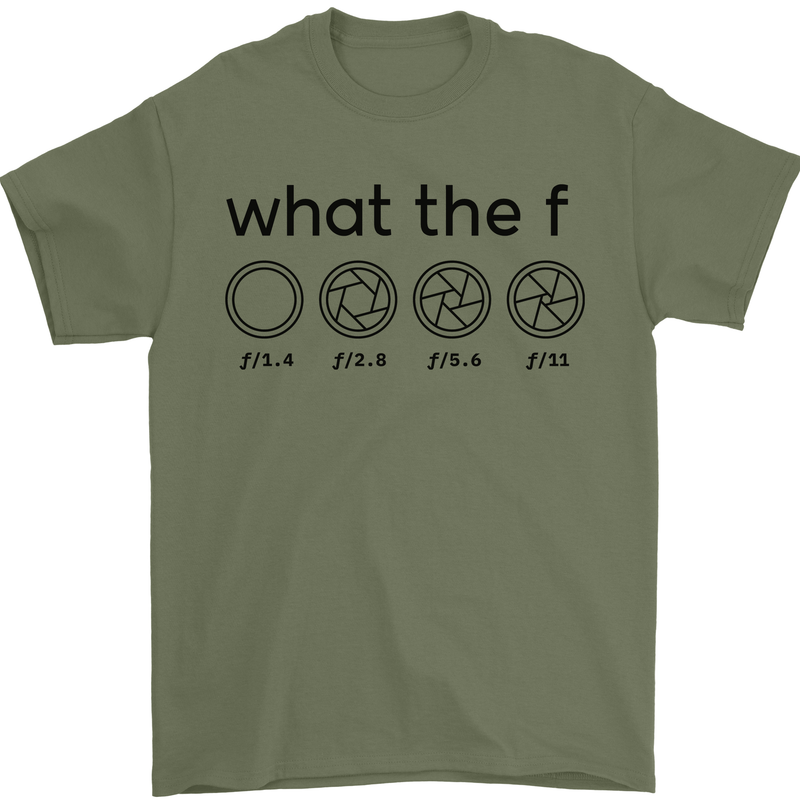 Funny Photography F Stop Camera Lense Mens T-Shirt 100% Cotton Military Green