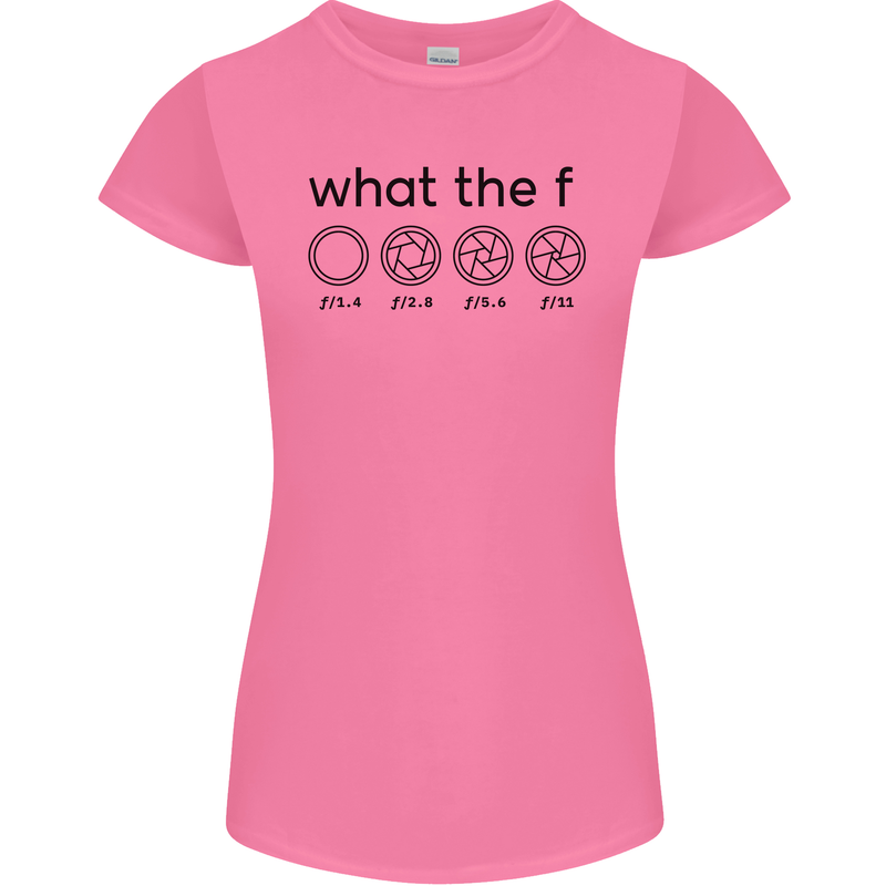 Funny Photography F Stop Camera Lense Womens Petite Cut T-Shirt Azalea