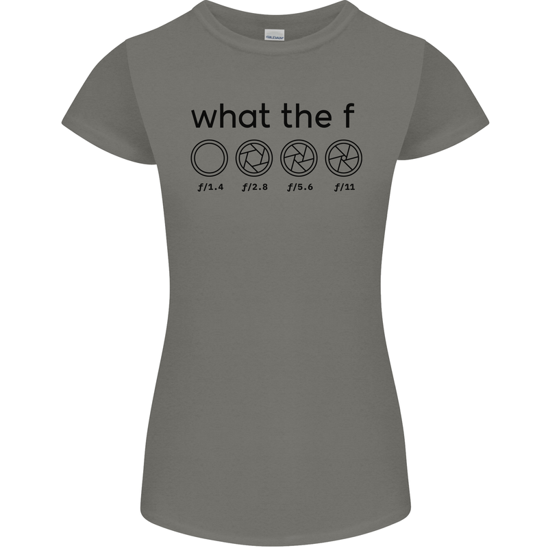 Funny Photography F Stop Camera Lense Womens Petite Cut T-Shirt Charcoal