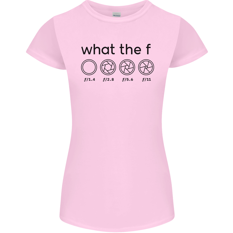Funny Photography F Stop Camera Lense Womens Petite Cut T-Shirt Light Pink