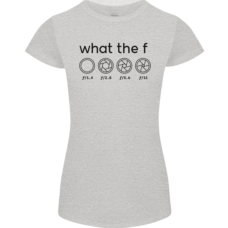 Funny Photography F Stop Camera Lense Womens Petite Cut T-Shirt Sports Grey