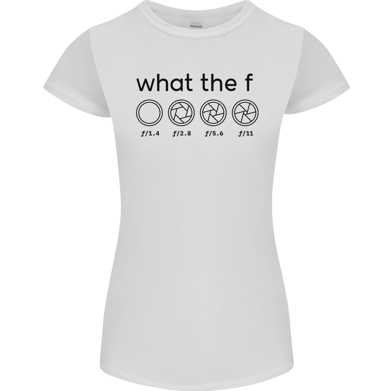 Funny Photography F Stop Camera Lense Womens Petite Cut T-Shirt White