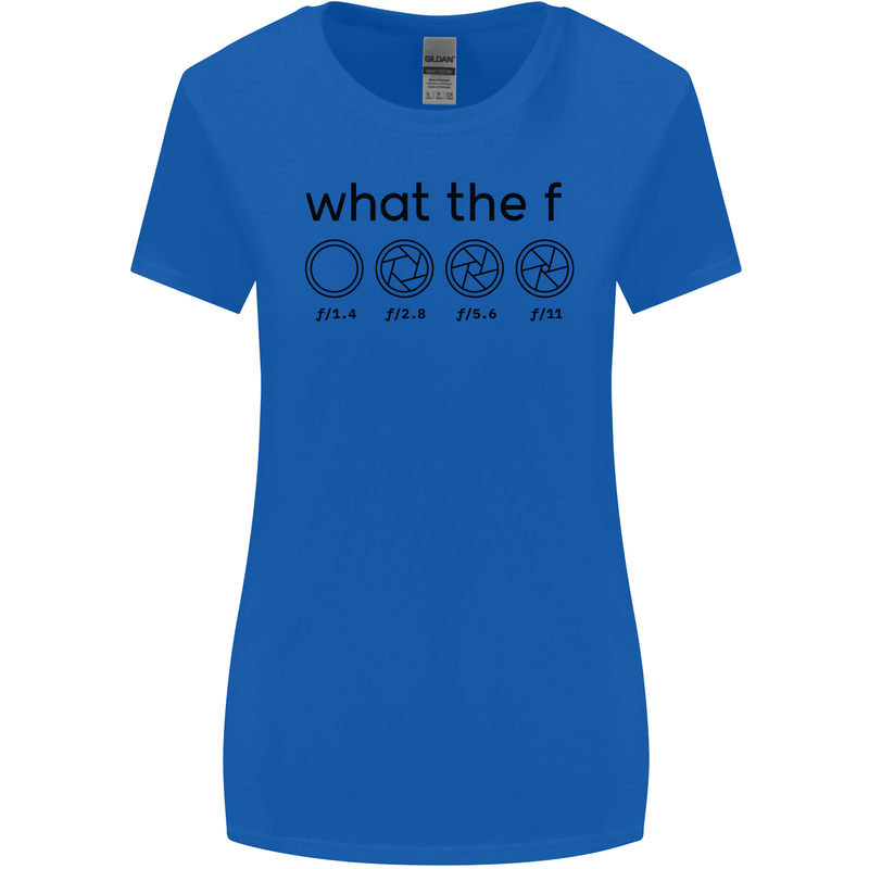 Funny Photography F Stop Camera Lense Womens Wider Cut T-Shirt Royal Blue