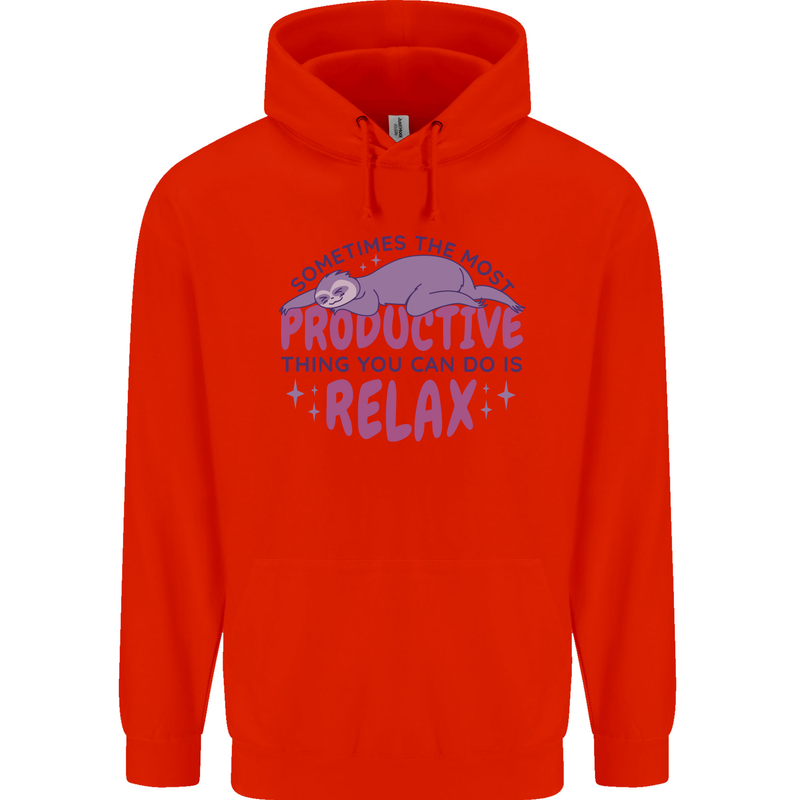 Funny Relaxing Sloth Childrens Kids Hoodie Bright Red