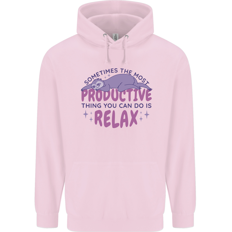 Funny Relaxing Sloth Childrens Kids Hoodie Light Pink