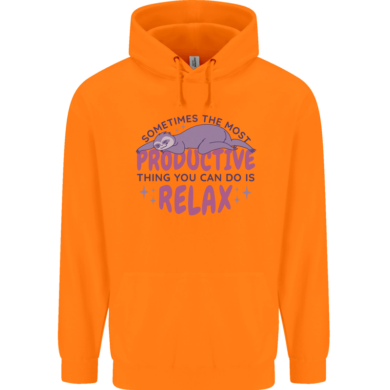 Funny Relaxing Sloth Childrens Kids Hoodie Orange