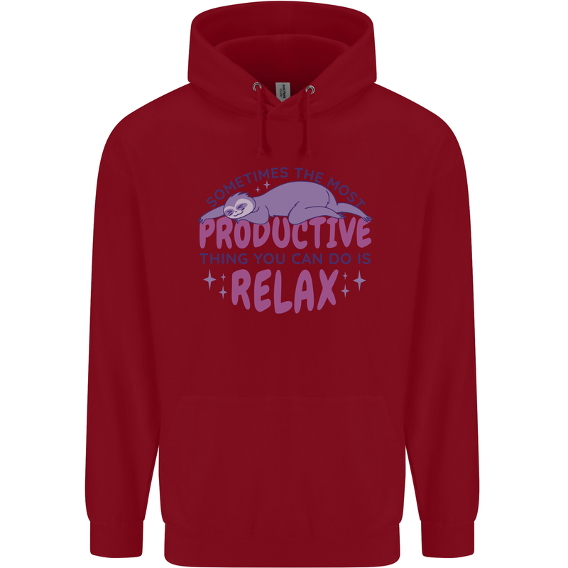 Funny Relaxing Sloth Childrens Kids Hoodie Red