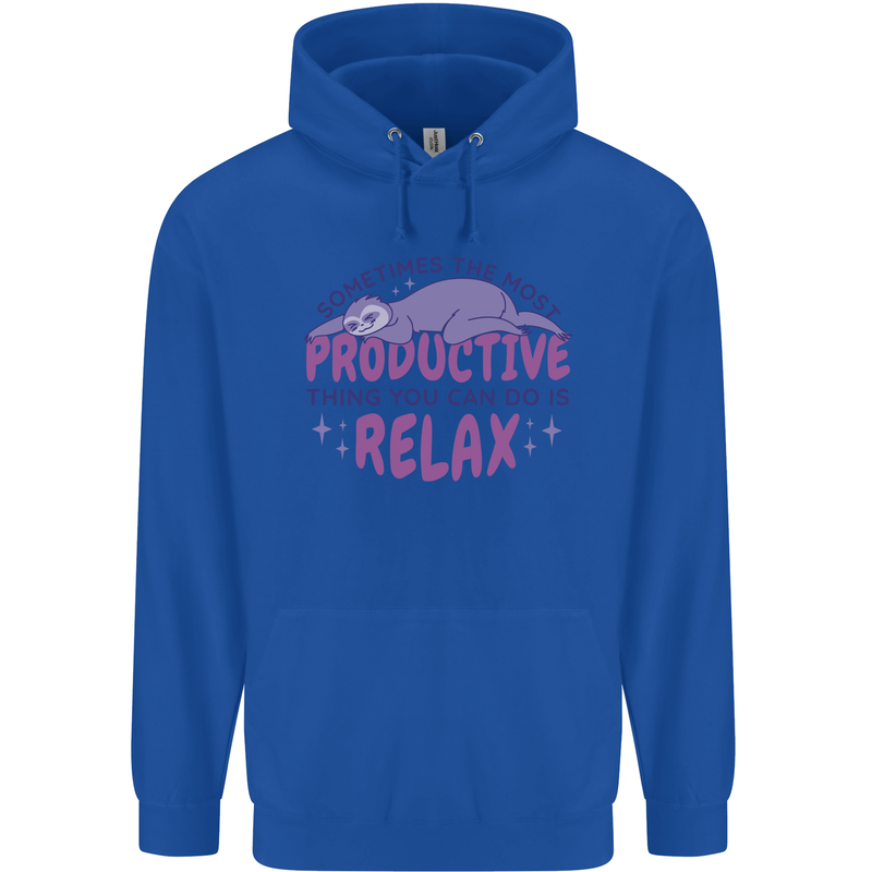 Funny Relaxing Sloth Childrens Kids Hoodie Royal Blue