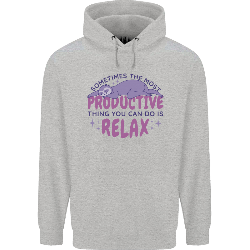 Funny Relaxing Sloth Childrens Kids Hoodie Sports Grey