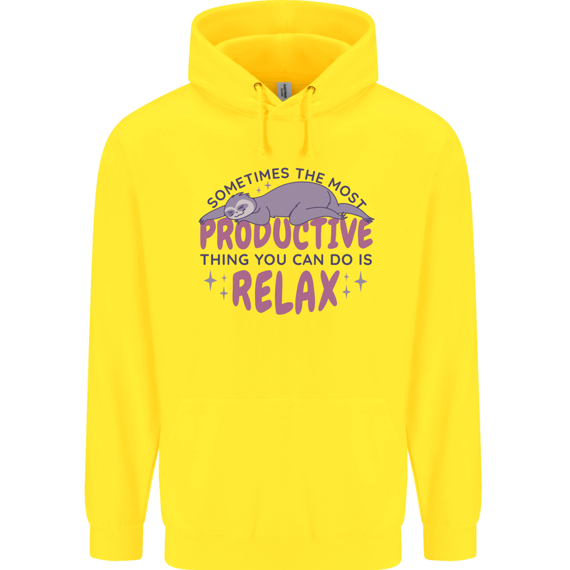 Funny Relaxing Sloth Childrens Kids Hoodie Yellow