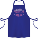 Funny Relaxing Sloth Cotton Apron 100% Organic Royal Blue