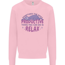 Funny Relaxing Sloth Kids Sweatshirt Jumper Light Pink