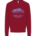 Funny Relaxing Sloth Kids Sweatshirt Jumper Red