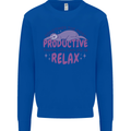 Funny Relaxing Sloth Kids Sweatshirt Jumper Royal Blue