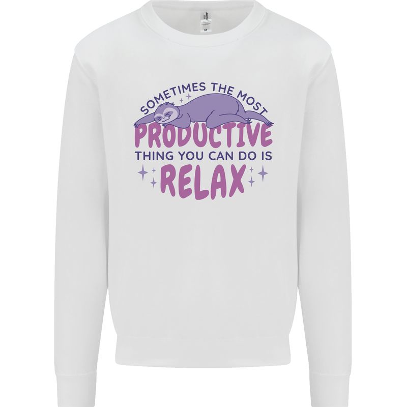 Funny Relaxing Sloth Kids Sweatshirt Jumper White