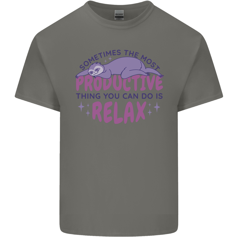 Funny Relaxing Sloth Kids T-Shirt Childrens Charcoal