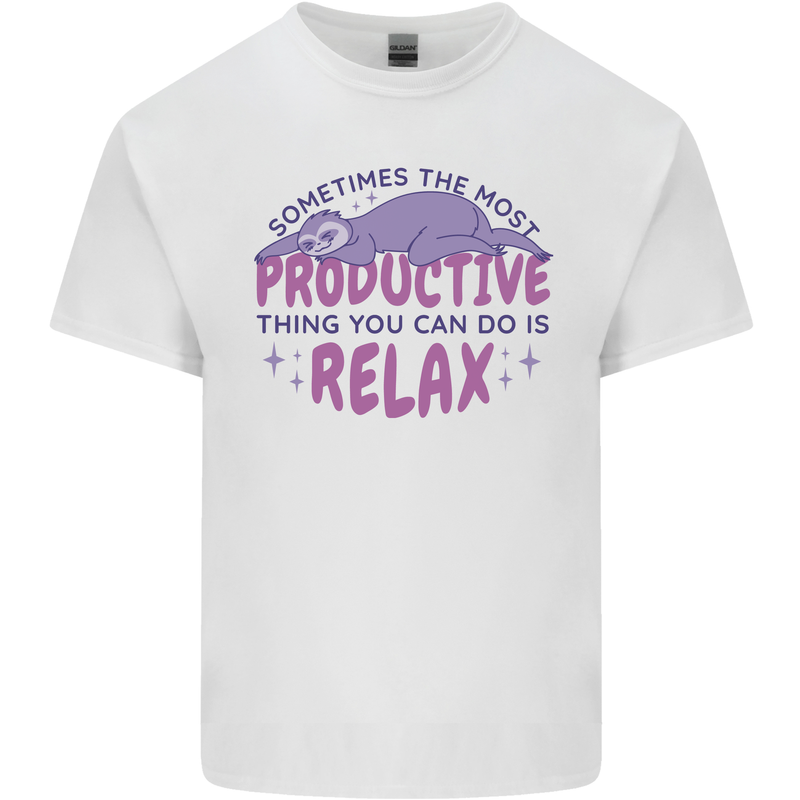Funny Relaxing Sloth Kids T-Shirt Childrens White