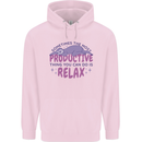Funny Relaxing Sloth Mens 80% Cotton Hoodie Light Pink