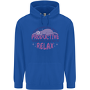 Funny Relaxing Sloth Mens 80% Cotton Hoodie Royal Blue