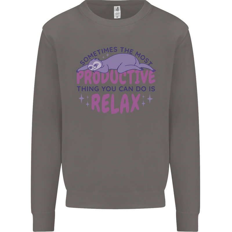 Funny Relaxing Sloth Mens Sweatshirt Jumper Charcoal