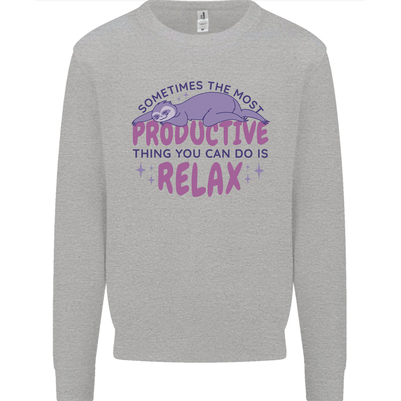 Funny Relaxing Sloth Mens Sweatshirt Jumper Sports Grey